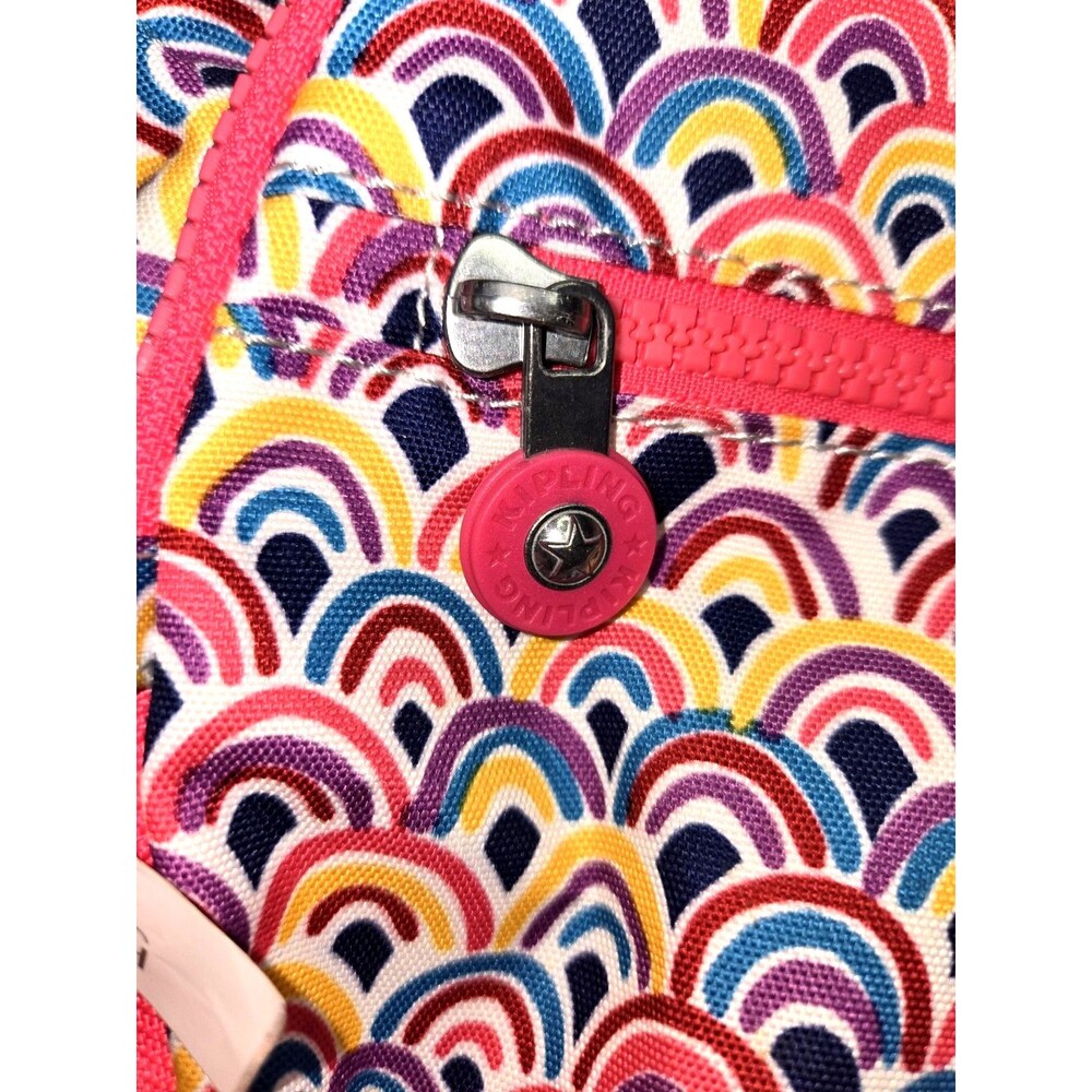 Kipling Rainbow Print Backpack Pink Multicolor Sc… - image 4